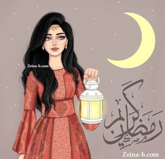 بوستر رمضان كريم مع الفانوس. صور رمضانية للبنات