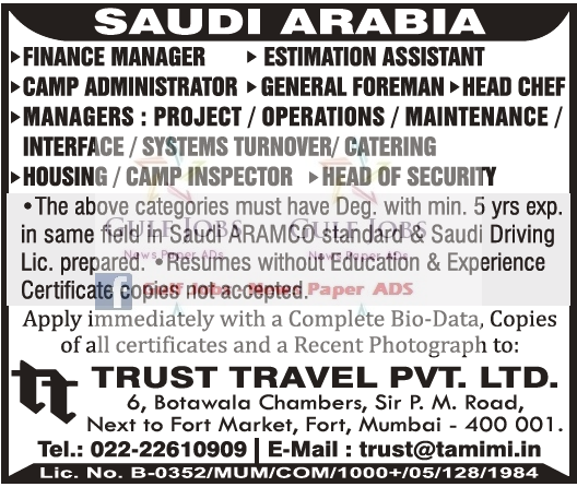 Saudi Arabia Large Job Opportunities