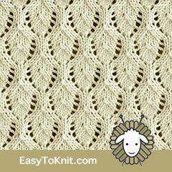 Eyelet Lace 67: Elvish Leaf | Easy to knit #knittingetitches #eyeletlace