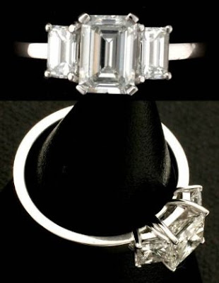 Classic three emerald cut diamond ring