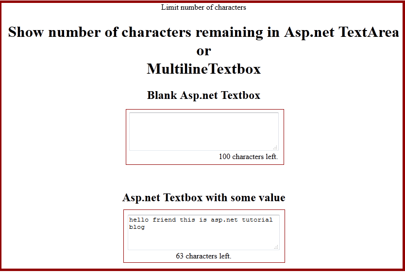 Limitation of Characters in Textbox or TextArea