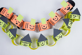 how to make easy paper witch and pumpkin chains with kids for DIY Halloween decor