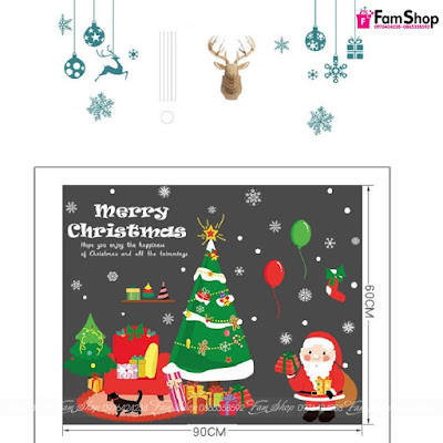 Decal hộp quà cây thông noel D32