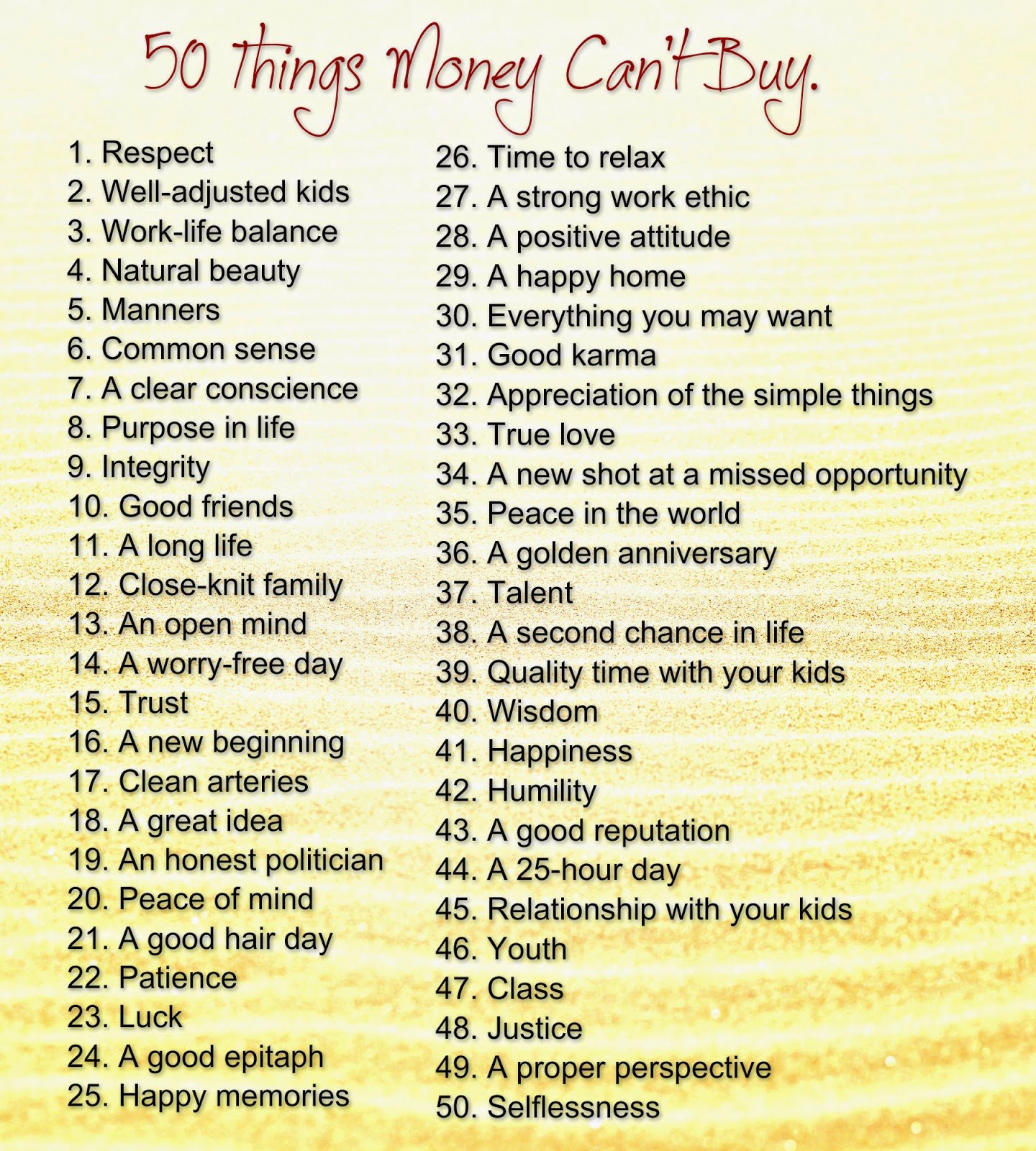 Awesome Quotes 50 Things Money Can T Buy