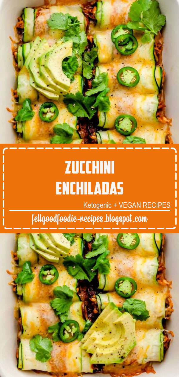 Swap the tortillas for thinly sliced zucchini, and try this low carb keto friendly Zucchini Enchiladas. They're made with shredded chicken and sure to impress | Low-carb recipes | Ketogenic | Keto-friendly | Grain free | Zucchini recipes | Cinco de Mayo #zucchinienchiladas #zucchinirecipes #lowcarb #ketofriendly #feelgoodfoodie