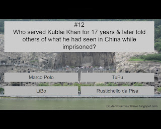Who served Kublai Khan for 17 years & later told others of what he had seen in China while imprisoned? Answer choices include: Marco Polo, TuFu, LiBo, Rustichello da Pisa