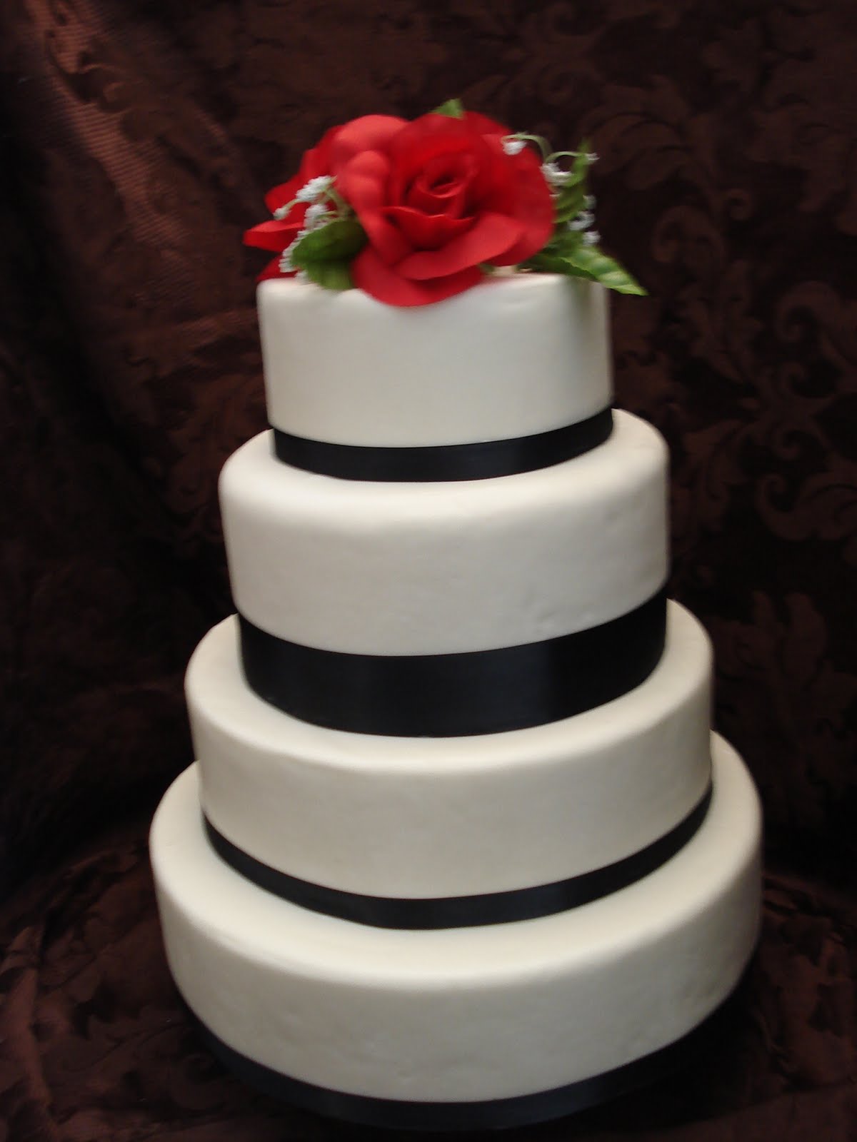 Black and red wedding cake.