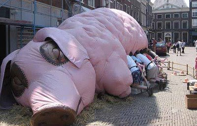 Giant Pig Feeding Humans