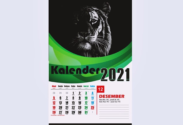 Download Mockup Calender 2021  CDR  12 Lembar Untuk Dinding 