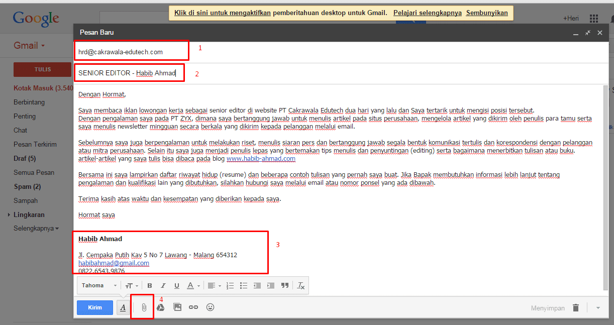  Teknologi yang semakin canggih kini ini membantu seseorang dalam aneka macam hal yang si Inilah 7 Contoh Surat Lamaran Kerja Via Email Secara Resmi yang Baik dan Benar