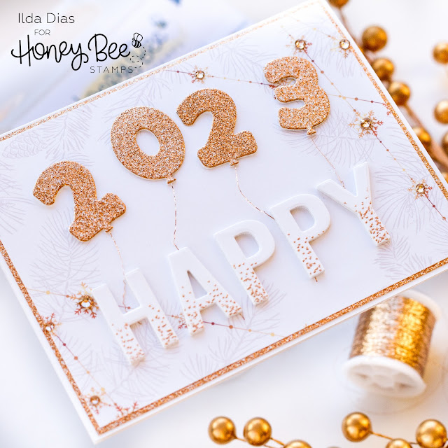 Happy, 2023, New Years Interactive Card,Honey Bee Stamps, Card Making, Stamping, Die Cutting, handmade card, ilovedoingallthingscrafty, Stamps, how to,glitter,