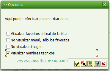 Opciones de visualizacion SAP Easy Access