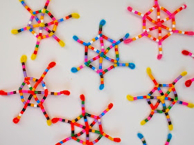 DIY Perler Bead and Pipe Cleaner Snowflake ornaments