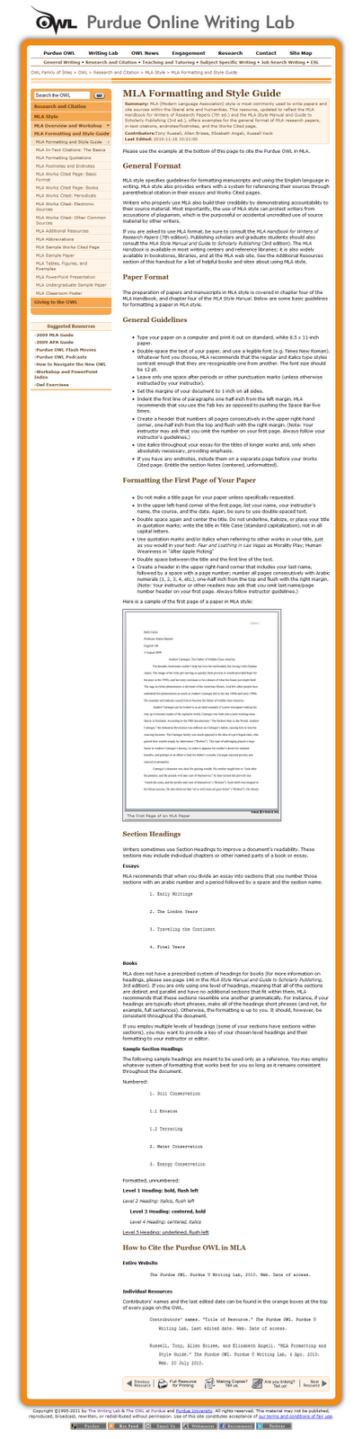 Purdue OWL - The most comprehensive MLA Formatting ...