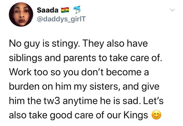 ‘No Guy Is Stingy. They Also Have A Siblings And Parents To Take Care Of’ - Lady Advices