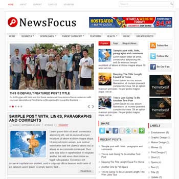 News Focus blog template. template image slider blog. magazine blogger template style. wordpress theme to blogger. template blog 3 column