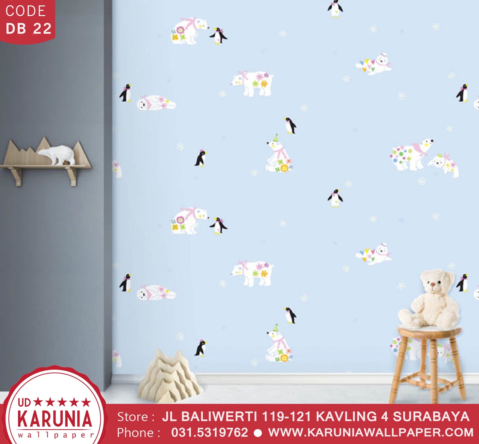 jual wallpaper dinding anak biru