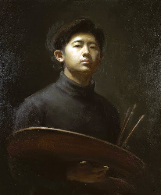 Wang Qiyue, Self Portrait, Portraits of Painters, Fine arts, Portraits of painters blog, Paintings of Wang Qiyue, Painter Wang Qiyue