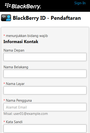 Cara Membuat Blackberry Id Baru  Daftar Id Blackberry 