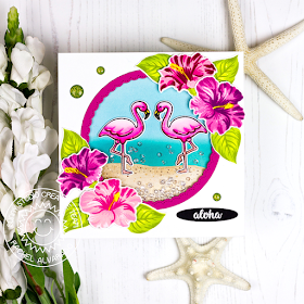 Sunny Studio Stamps: Hawaiian Hibiscus Fancy Frames Tropical Paradise Summer Themed Card by Rachel Alvarado