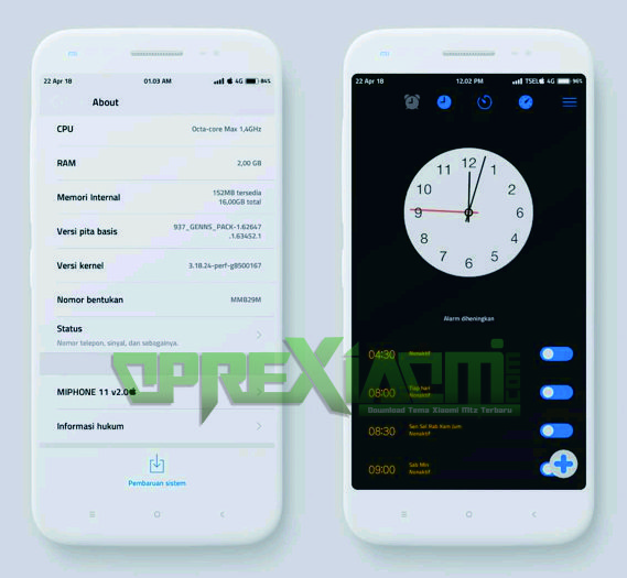 Download Tema MiPhone 11 Mtz V2.0 Full Center Clock Terbaru