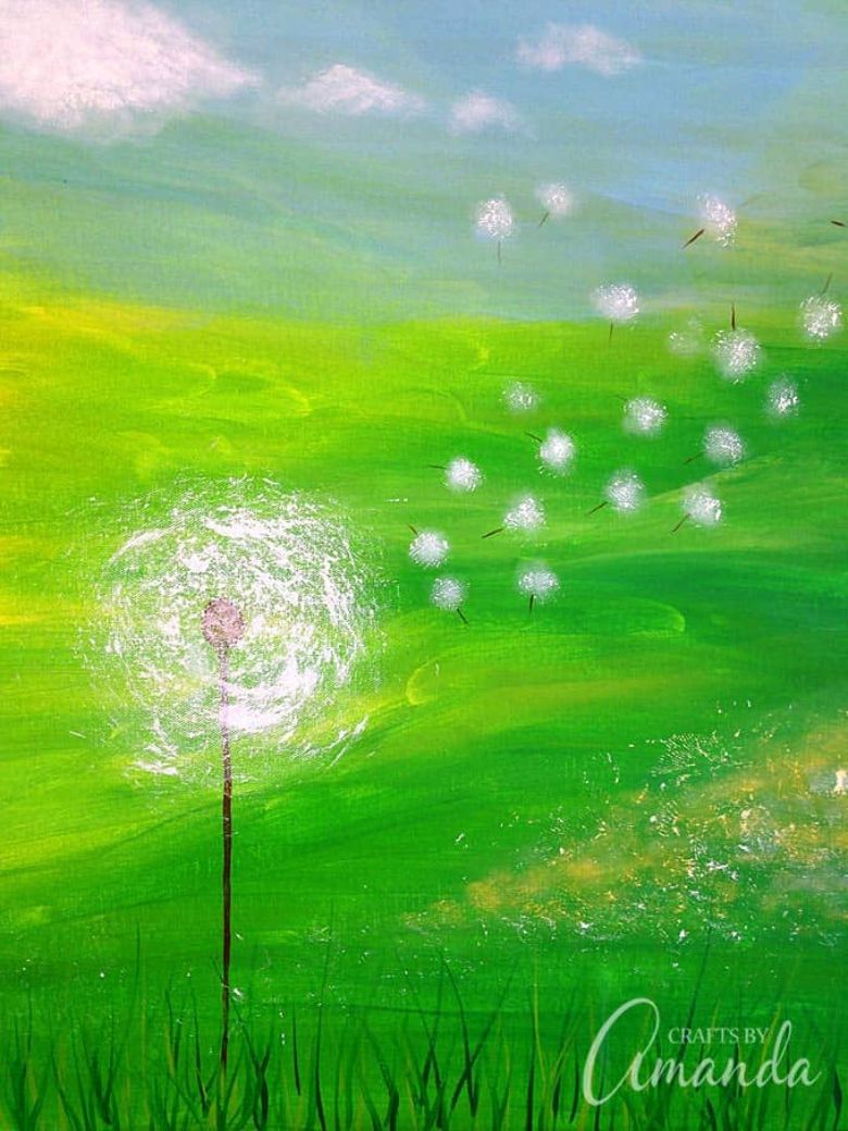 easy dandelion painting on canvas