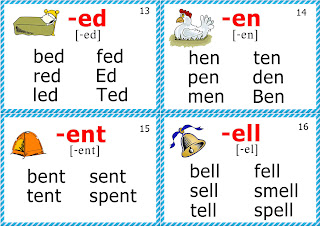 phonics flashcards short e sound