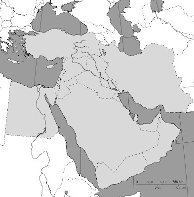 middle east blank map