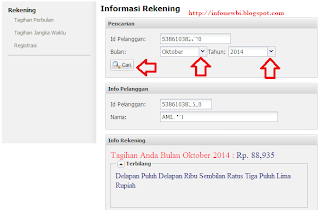 Hasil pengecekan tagihan listrik PLN secara Online