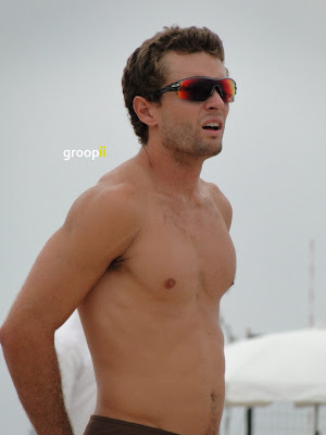 Andy McGuire Shirtless at Hermosa Beach Open in 2011