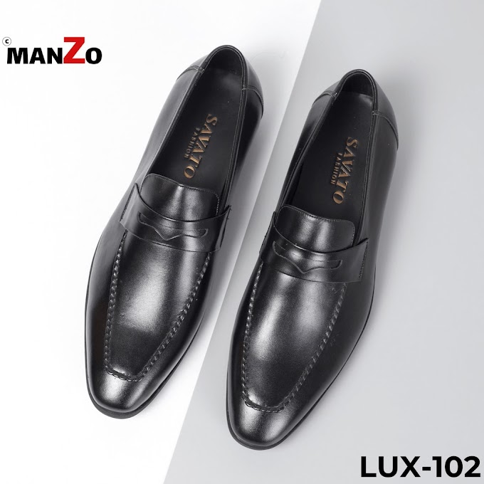[DA THẬT] Giày tây nam cao cấp công sở màu đen lịch lãm Manzo Lux 102