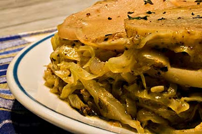 Potato Pie with Cabbage and Mustard