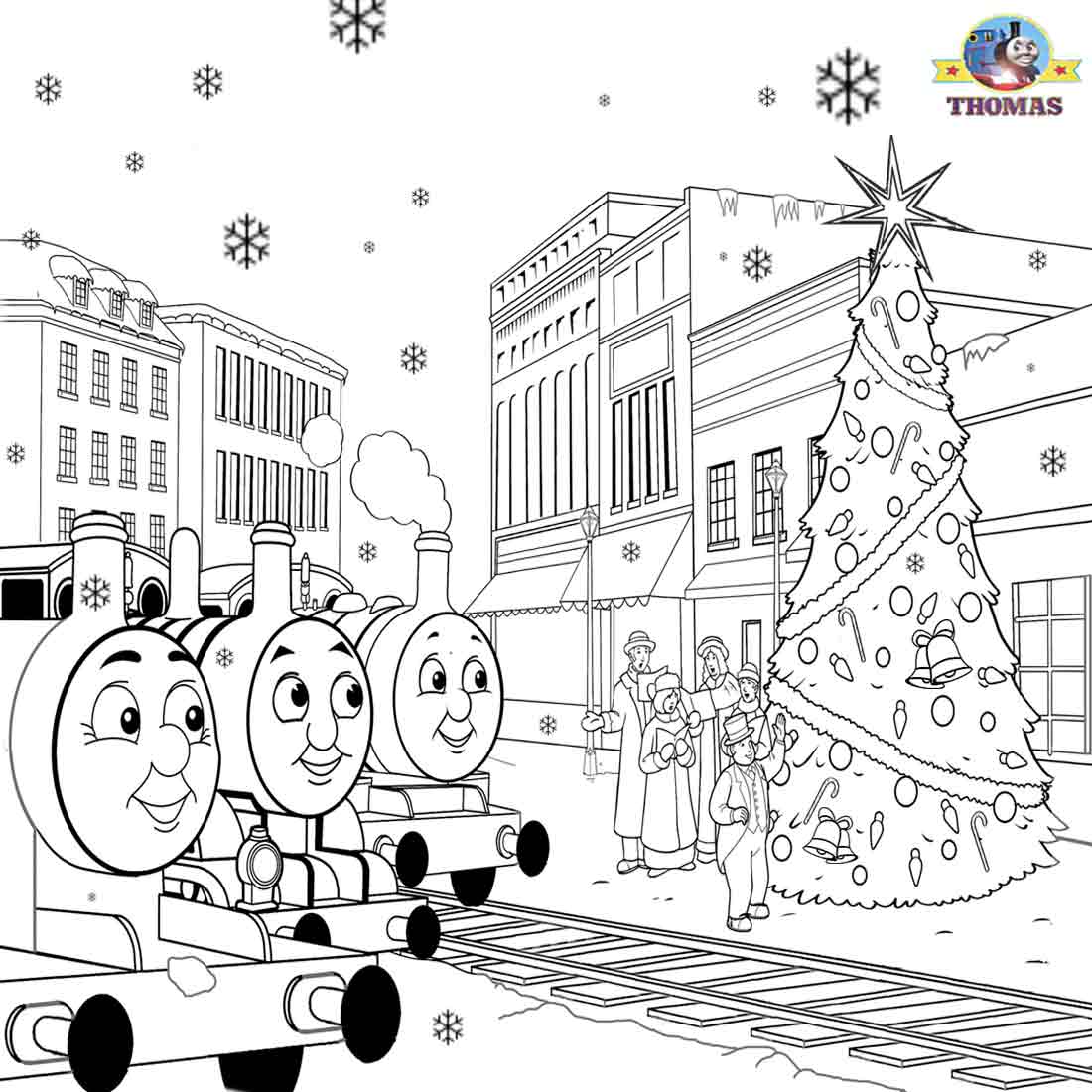 James Percy the train Thomas Christmas coloring sheets for children printable pictures Xmas clip art