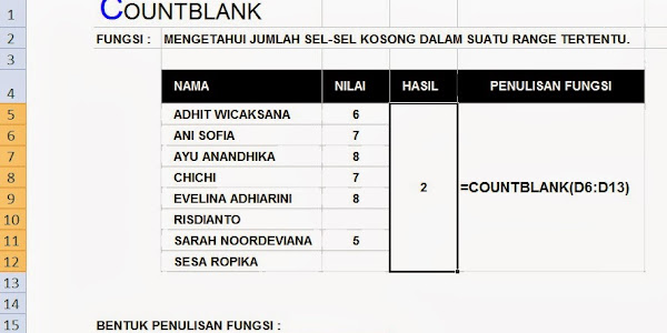 Cara Mengetahui sel-sel yang kosong pada suatu data tertentu 