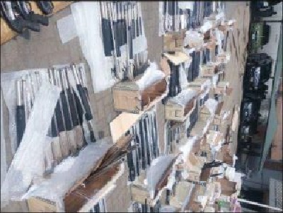 Customs seize Truck with 49 Boxes of 661 Pump Action Rifles