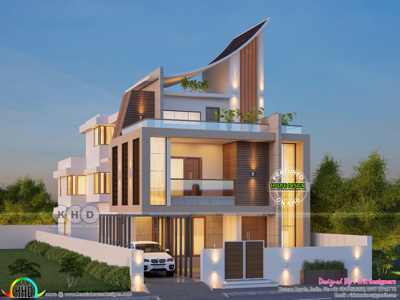Luxurious ultra modern  5  bedroom  house  plan  Kerala home  