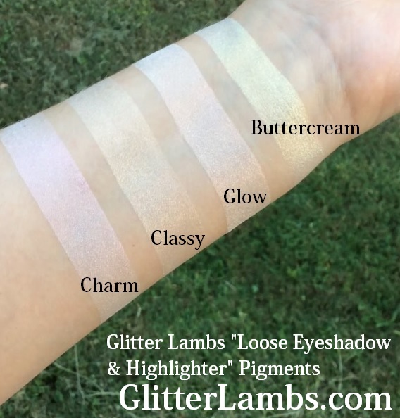 Glitter Lambs "Loose Eyeshadow & Highlighter" Pigment Swatches | Makeup Swatches GlitterLambs.com