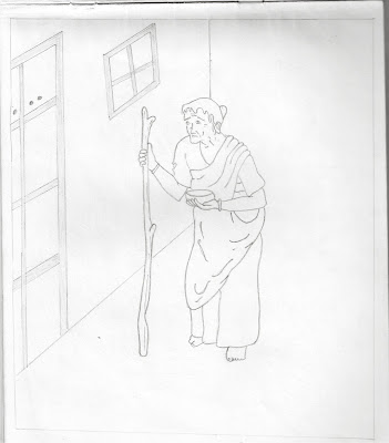 Pencil drawing of Beggar