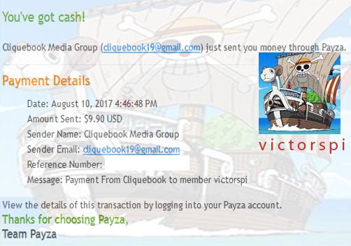 Pago 3 recibido de Cliquebook no scam