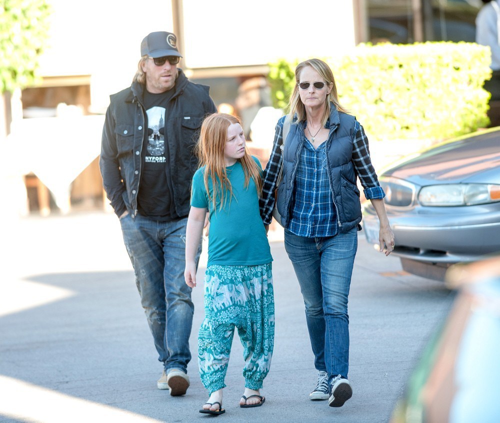 Helen Hunt in Brentwood with partner Matthew Carnahan and - makena lei gordon carnahan