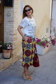 ethnic print culottes, steve madden wedges, Fashion and Cookies, fashion blogger