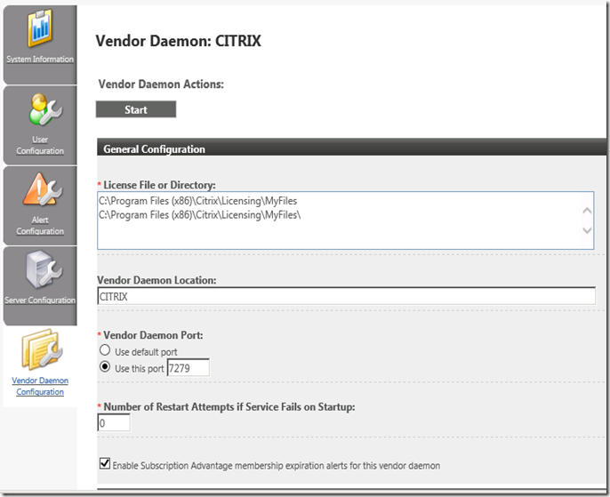 Vendor daemon action