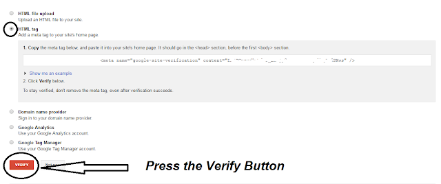 google webmasters verification code