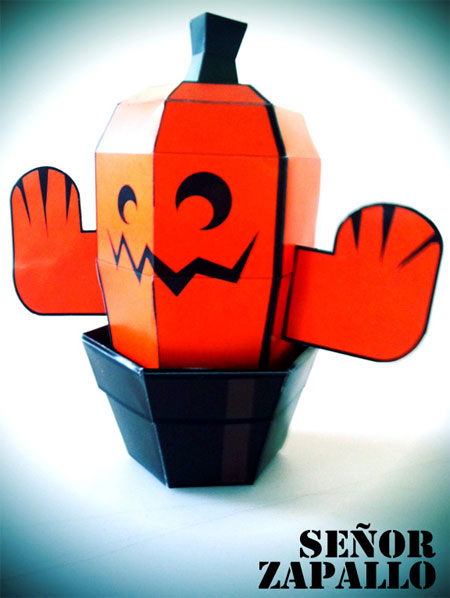 Senor Zapallo Halloween Pumpkincactus Paper Toy