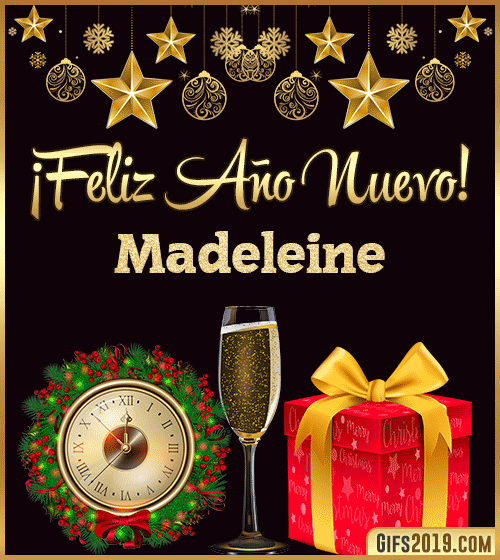 Gif de feliz año nuevo con nombre madeleine