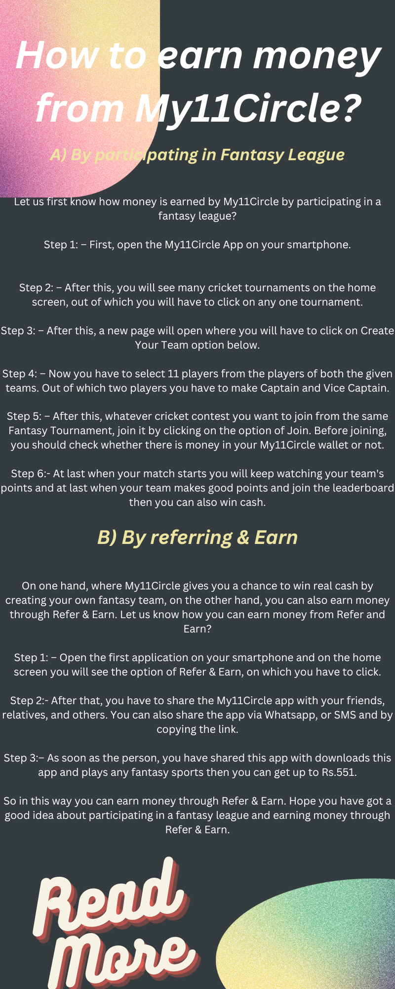 How to earn money from My11Circle