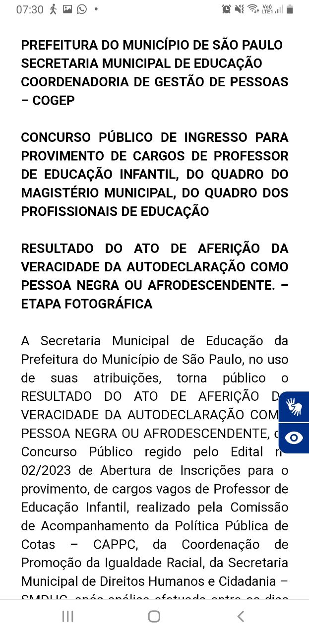 Concurso de PEI:RESULTADO DO ATO DE AFERIÇÃO DA VERACIDADE DA AUTODECLARAÇÃO COMO PESSOA NEGRA OU AFRODESCENDENTE. – ETAPA FOTOGRÁFICA