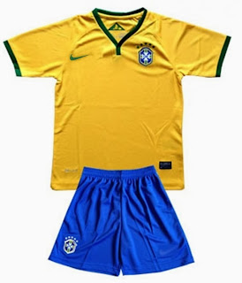 Jersey Grade Ori Timnas Brazil Home Kids Fifa World Cup 2014 Brazil