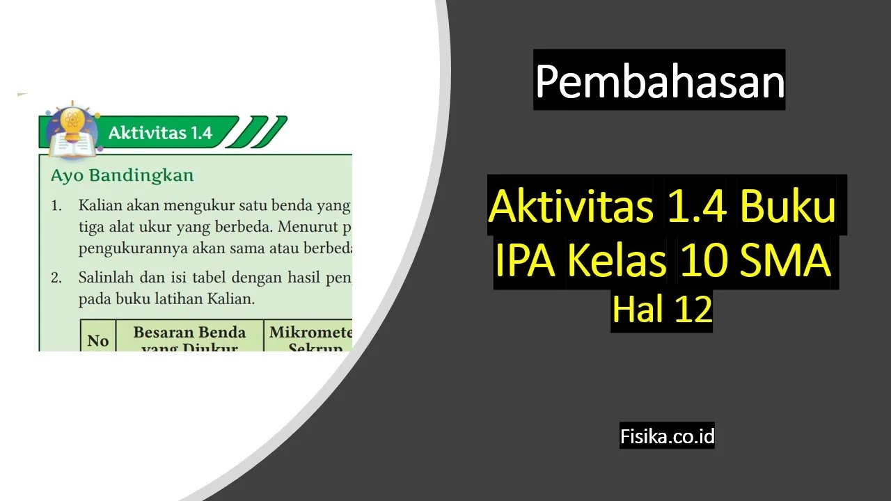 Pembahasan Aktivitas 1.4 Buku IPA Kelas 10 SMA