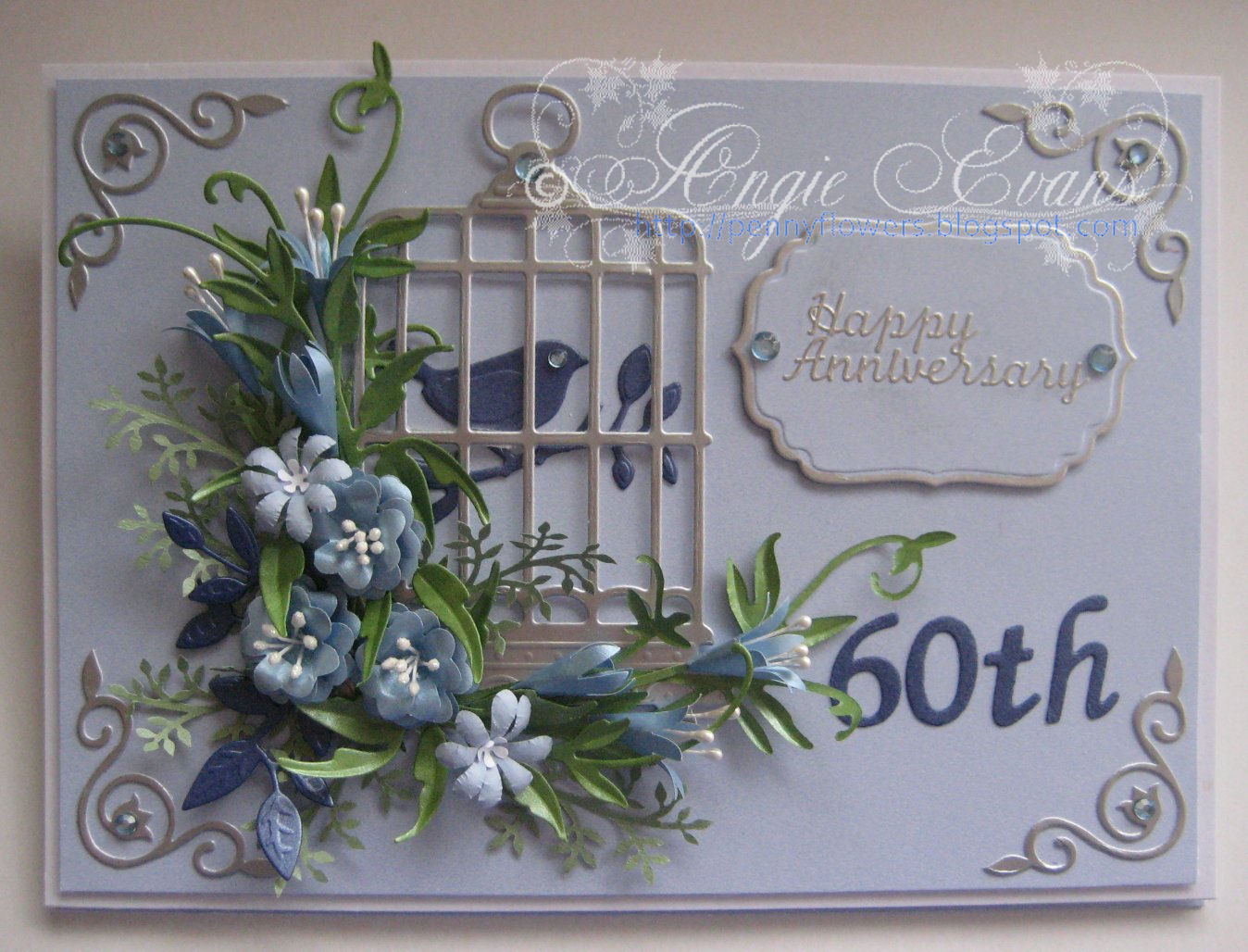 PENNY FLOWERS  60th Wedding  Anniversary  card 